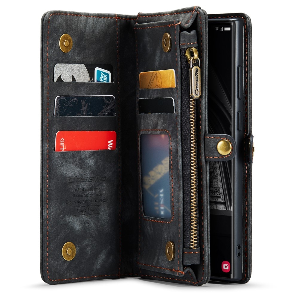 Samsung Galaxy S23 Ultra Rymligt plånboksfodral med många kortfack, grå