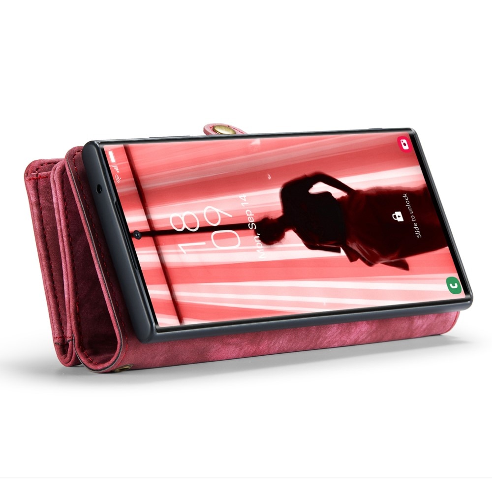 Samsung Galaxy S23 Ultra Rymligt plånboksfodral med många kortfack, röd