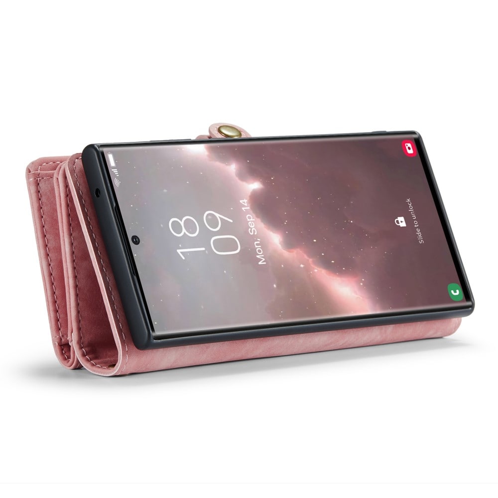 Samsung Galaxy S23 Ultra Rymligt plånboksfodral med många kortfack, Rosa