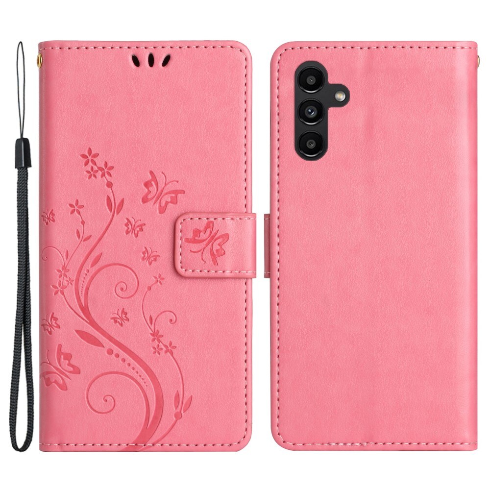 Samsung Galaxy A54 Mobilfodral med fjärilar, Rosa