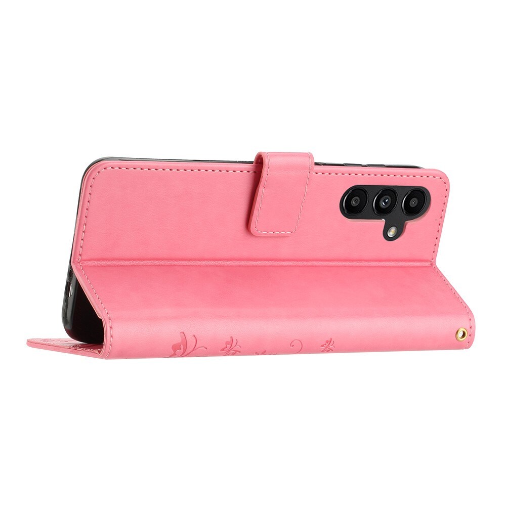 Samsung Galaxy A54 Mobilfodral med fjärilar, Rosa