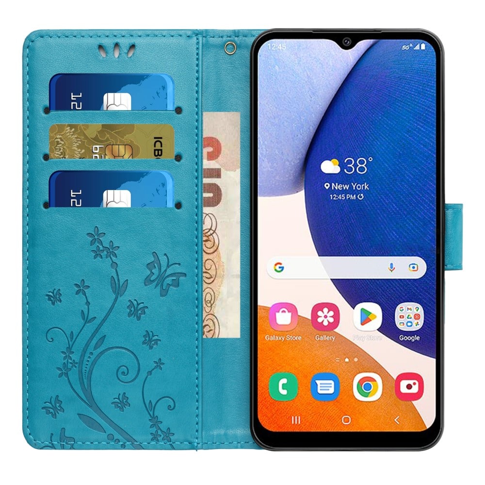 Samsung Galaxy A54 Mobilfodral med fjärilar, Blå