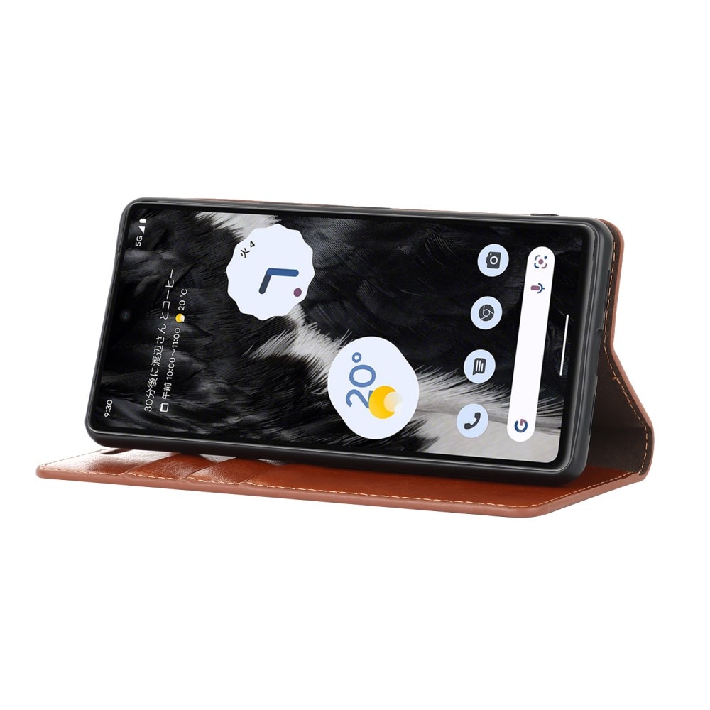 Google Pixel 7a Smidigt mobilfodral i äkta läder, brun