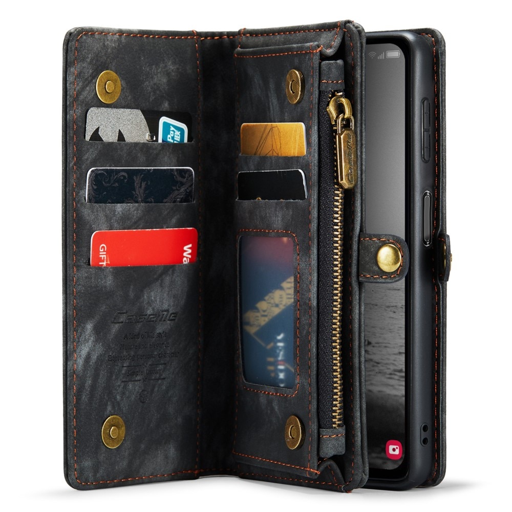Samsung Galaxy A14 Rymligt plånboksfodral med många kortfack, grå
