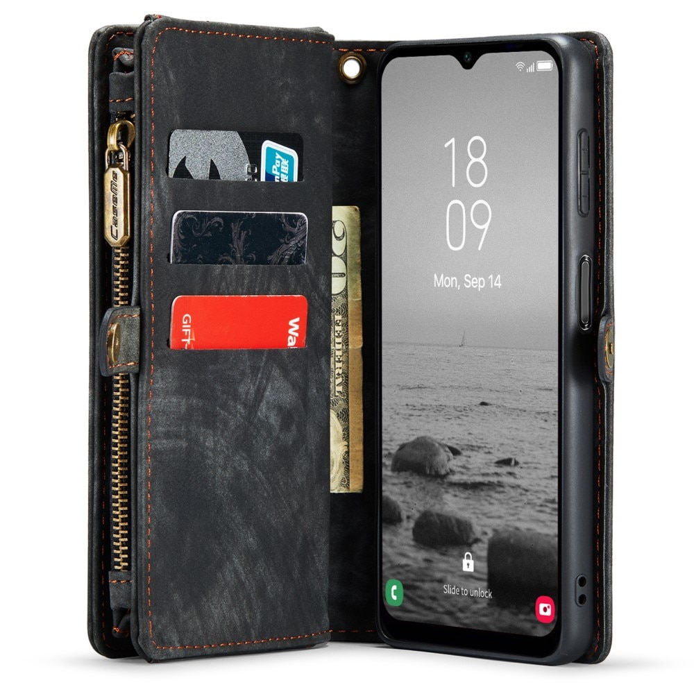 Samsung Galaxy A14 Rymligt plånboksfodral med många kortfack, grå