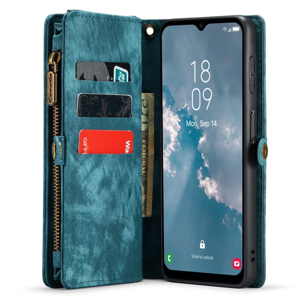 Samsung Galaxy A14 Rymligt plånboksfodral med många kortfack, Blå