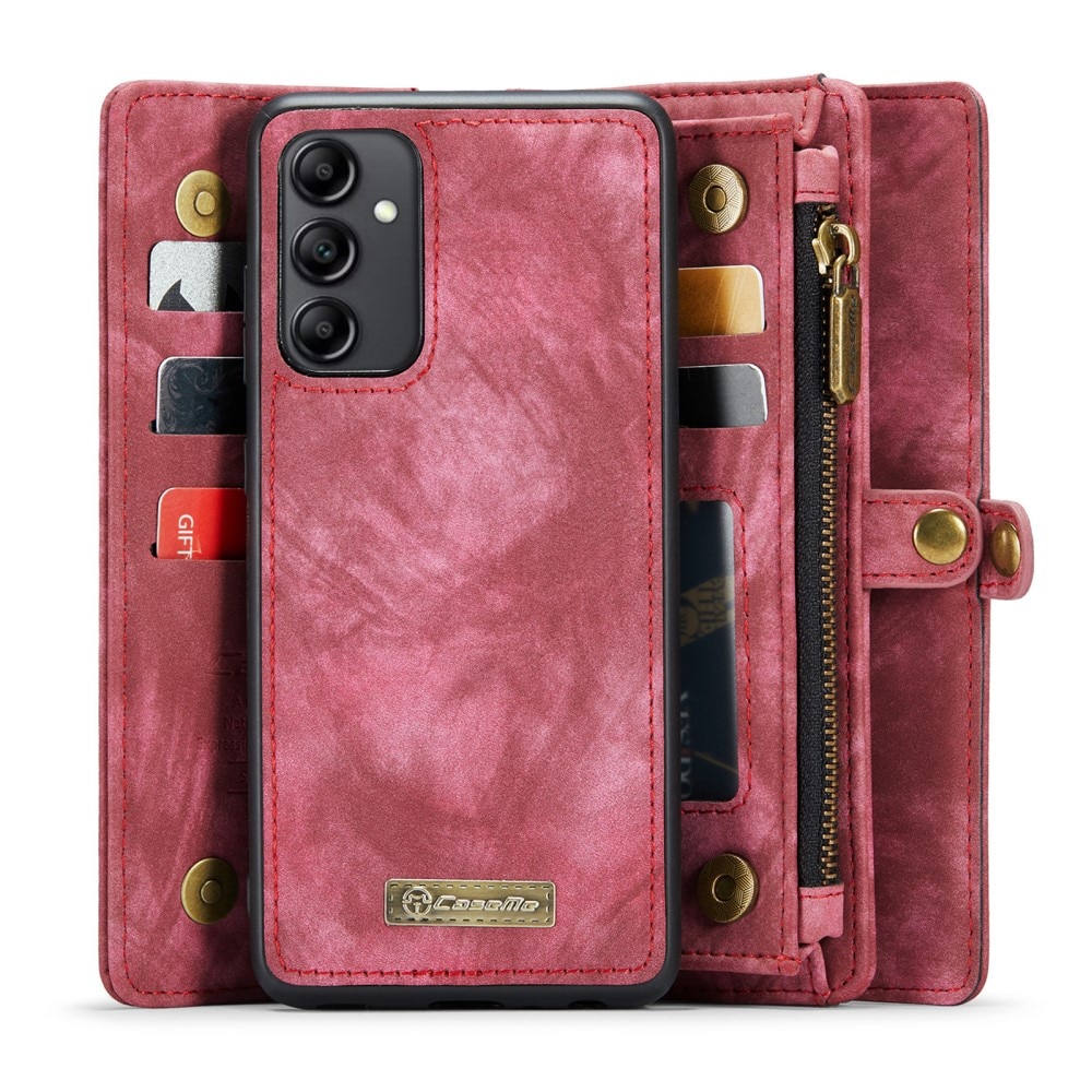 Samsung Galaxy A14 Rymligt plånboksfodral med många kortfack, röd
