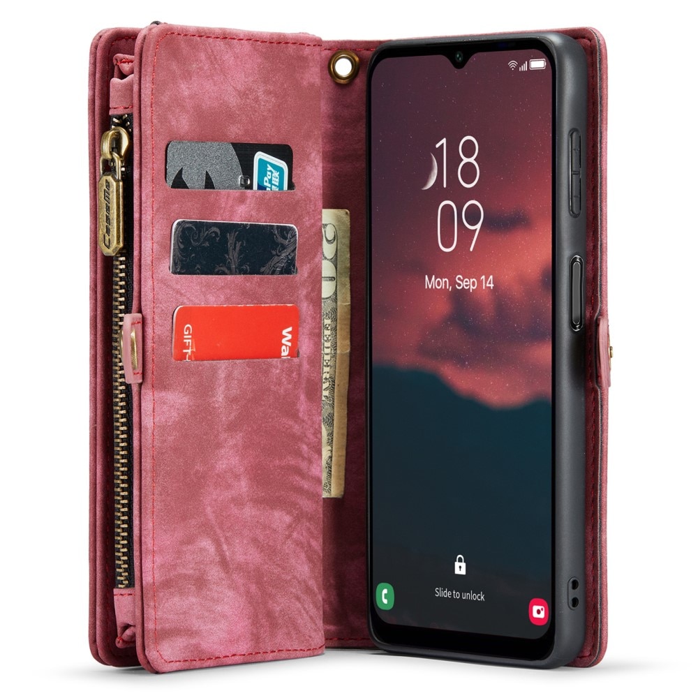 Samsung Galaxy A14 Rymligt plånboksfodral med många kortfack, röd