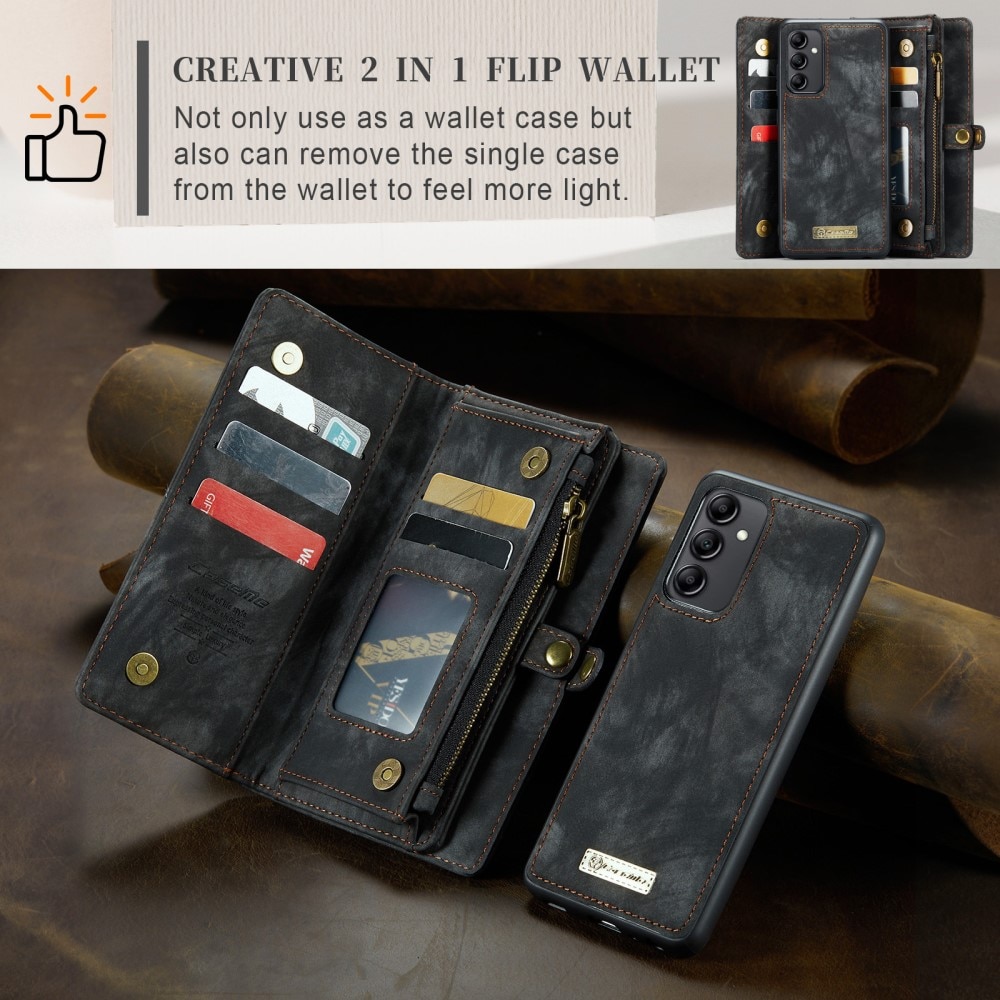 Samsung Galaxy A34 Rymligt plånboksfodral med många kortfack, grå