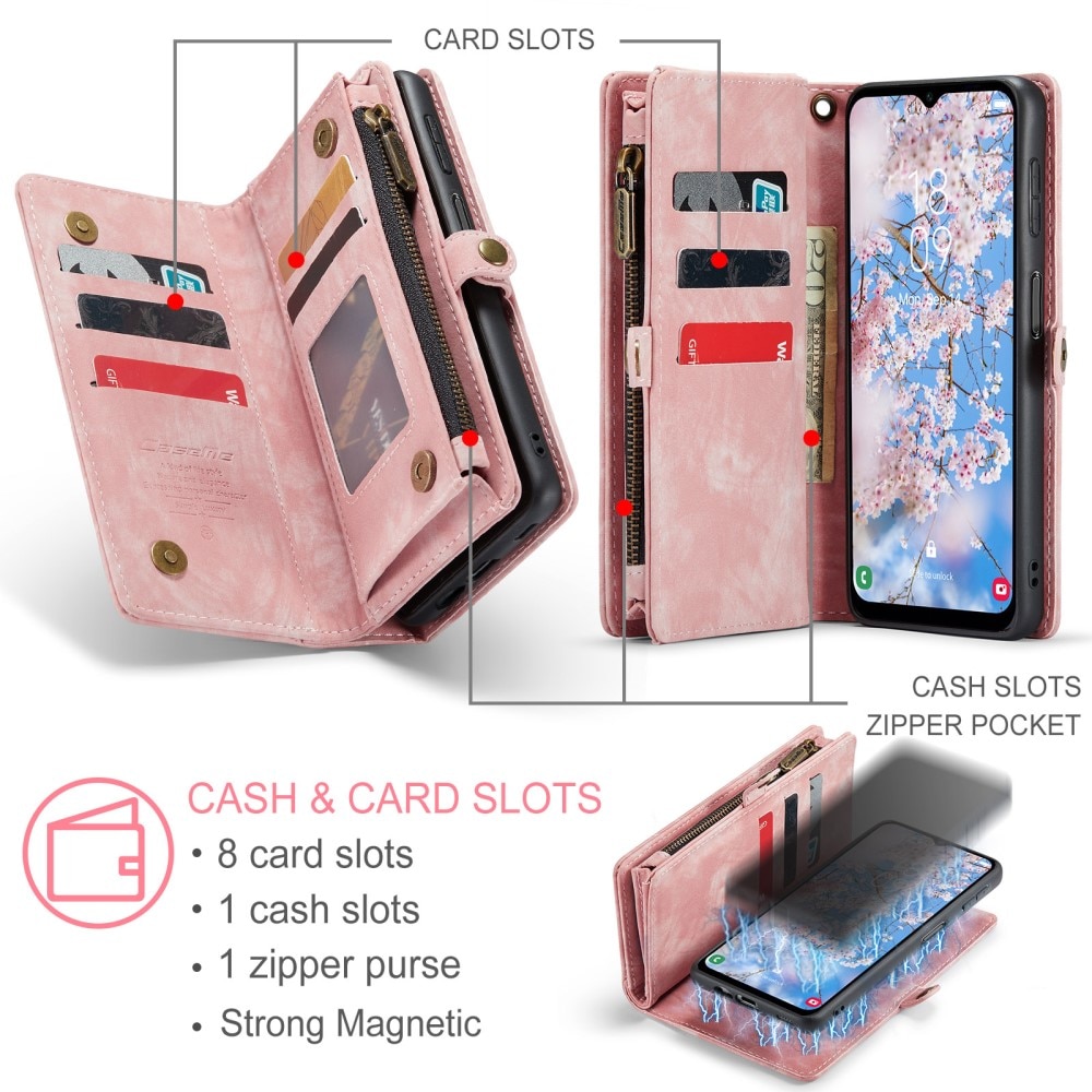 Samsung Galaxy A34 Rymligt plånboksfodral med många kortfack, rosa