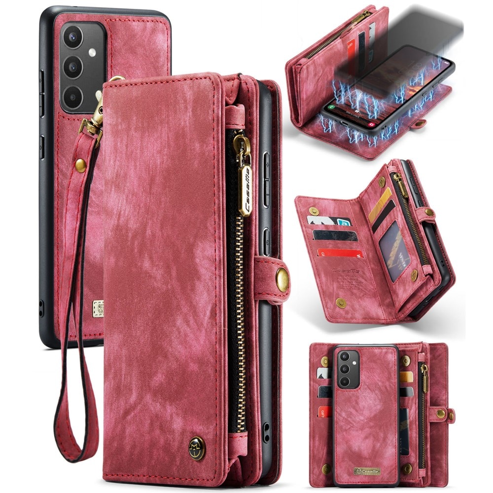 Samsung Galaxy A34 Rymligt plånboksfodral med många kortfack, röd