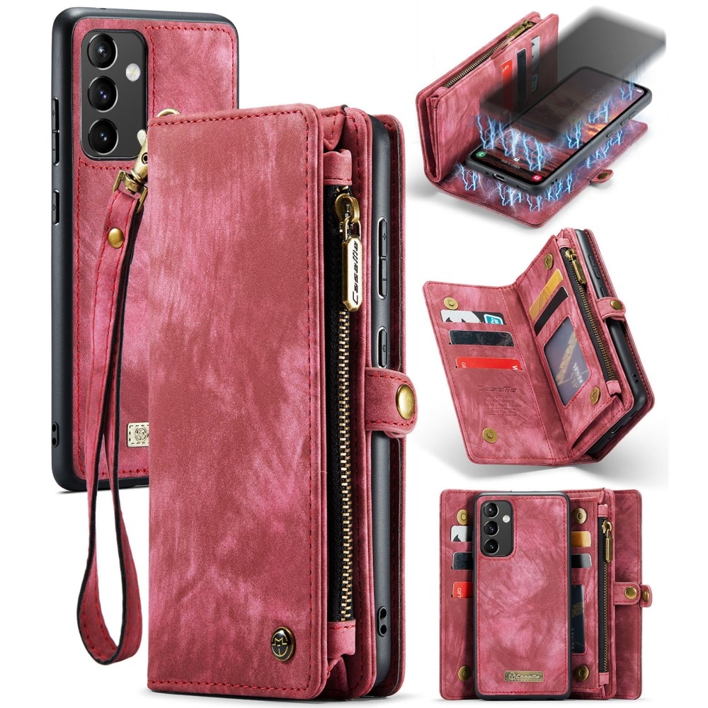 Samsung Galaxy A54 Rymligt plånboksfodral med många kortfack, röd