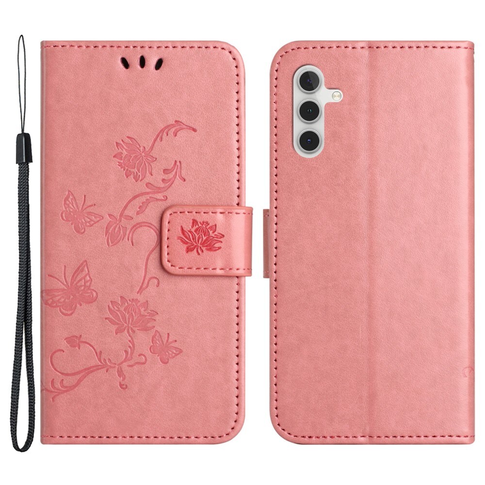 Samsung Galaxy A24 Mobilfodral med fjärilar, Rosa