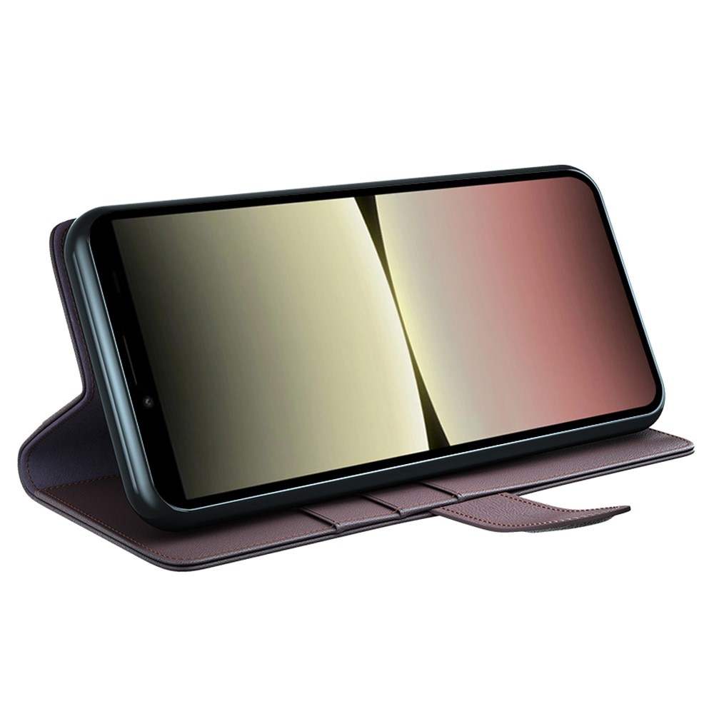Sony Xperia 10 V Plånboksfodral i Äkta Läder, brun