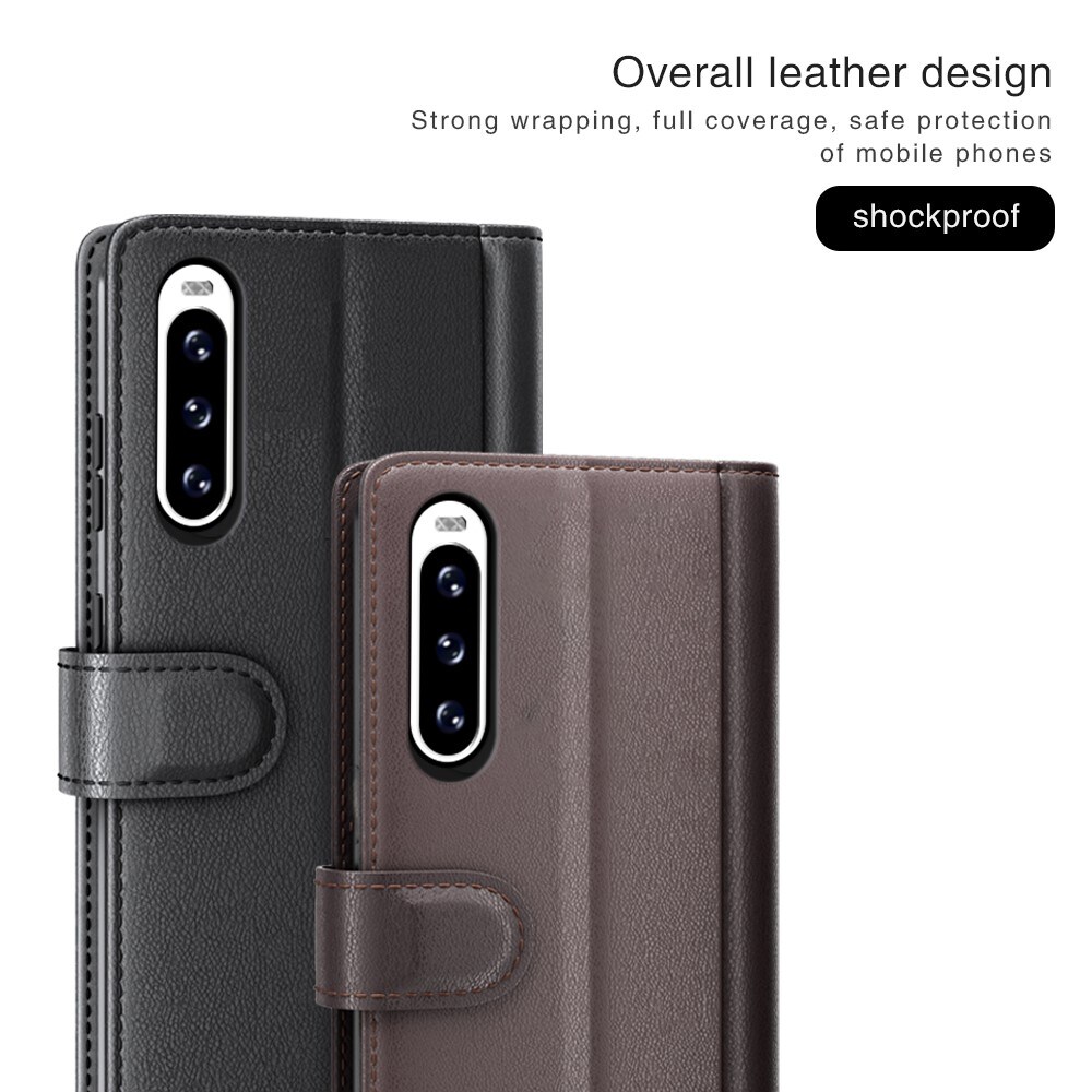 Sony Xperia 10 V Plånboksfodral i Äkta Läder, Brun