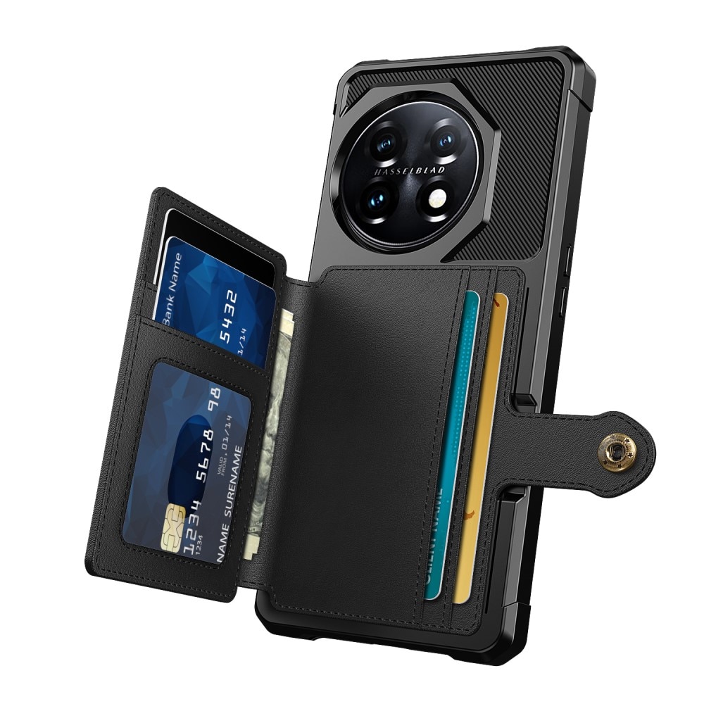 OnePlus 11 Stöttåligt Mobilskal med Plånbok, svart