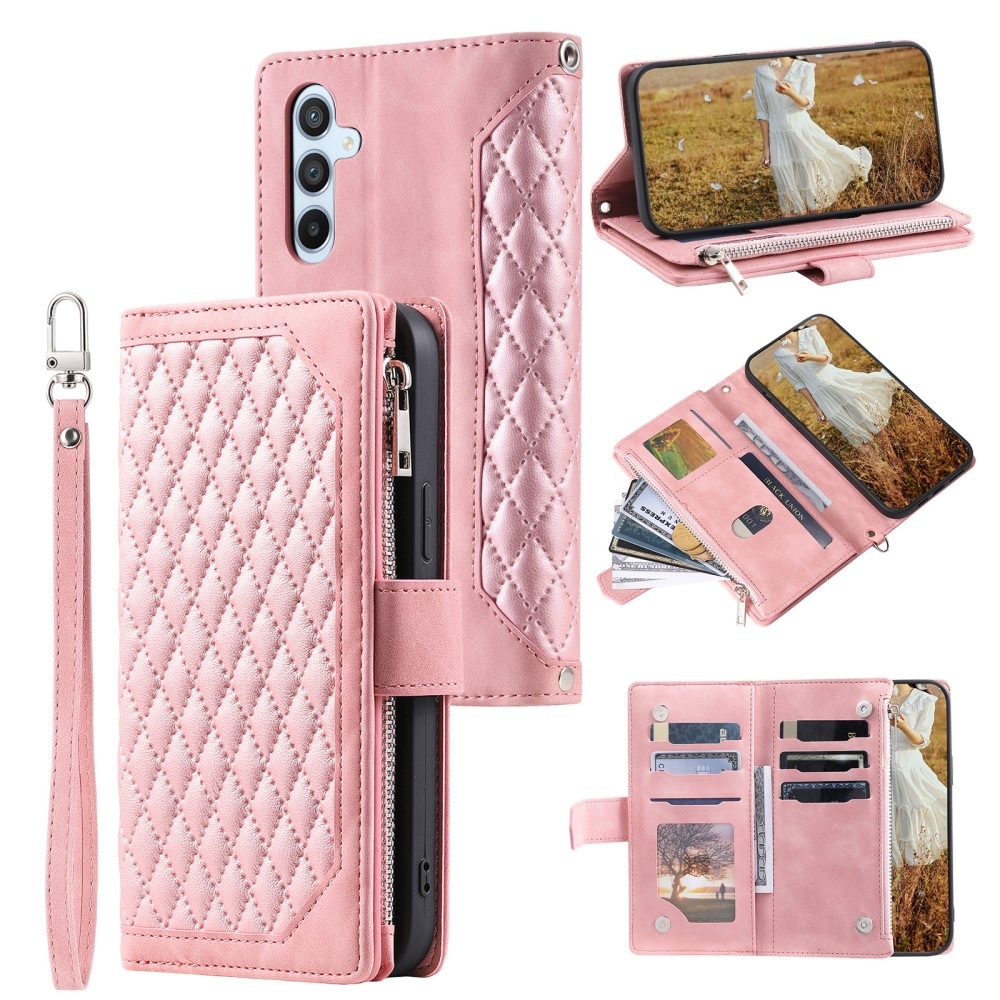 Samsung Galaxy A14 Quiltad plånboksväska, Rosa