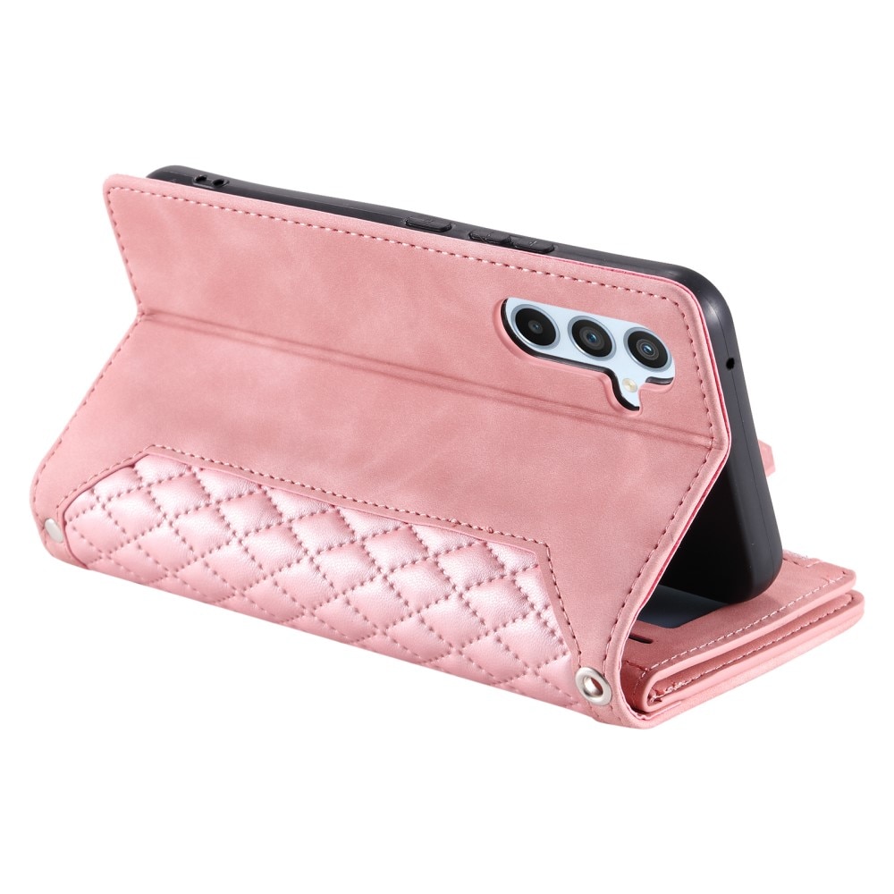 Samsung Galaxy A14 Quiltad plånboksväska, rosa