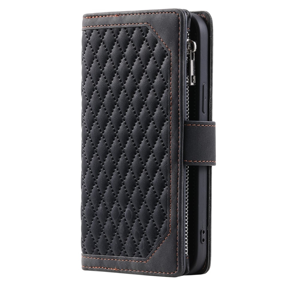 Samsung Galaxy A14 Quiltad plånboksväska, svart
