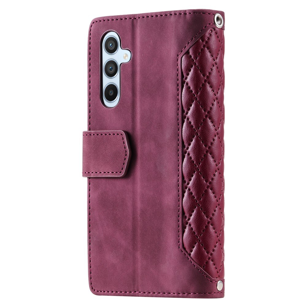 Samsung Galaxy A14 Quiltad plånboksväska, Röd