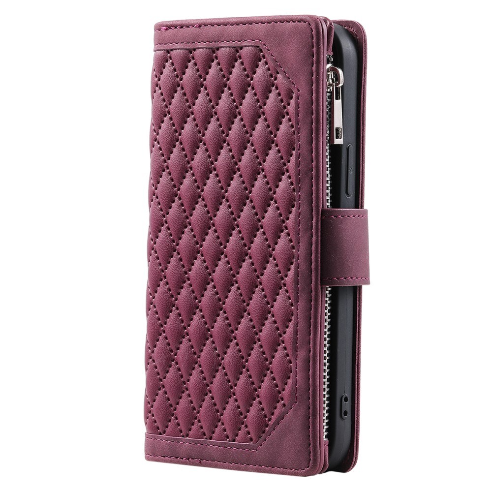 Samsung Galaxy A14 Quiltad plånboksväska, Röd