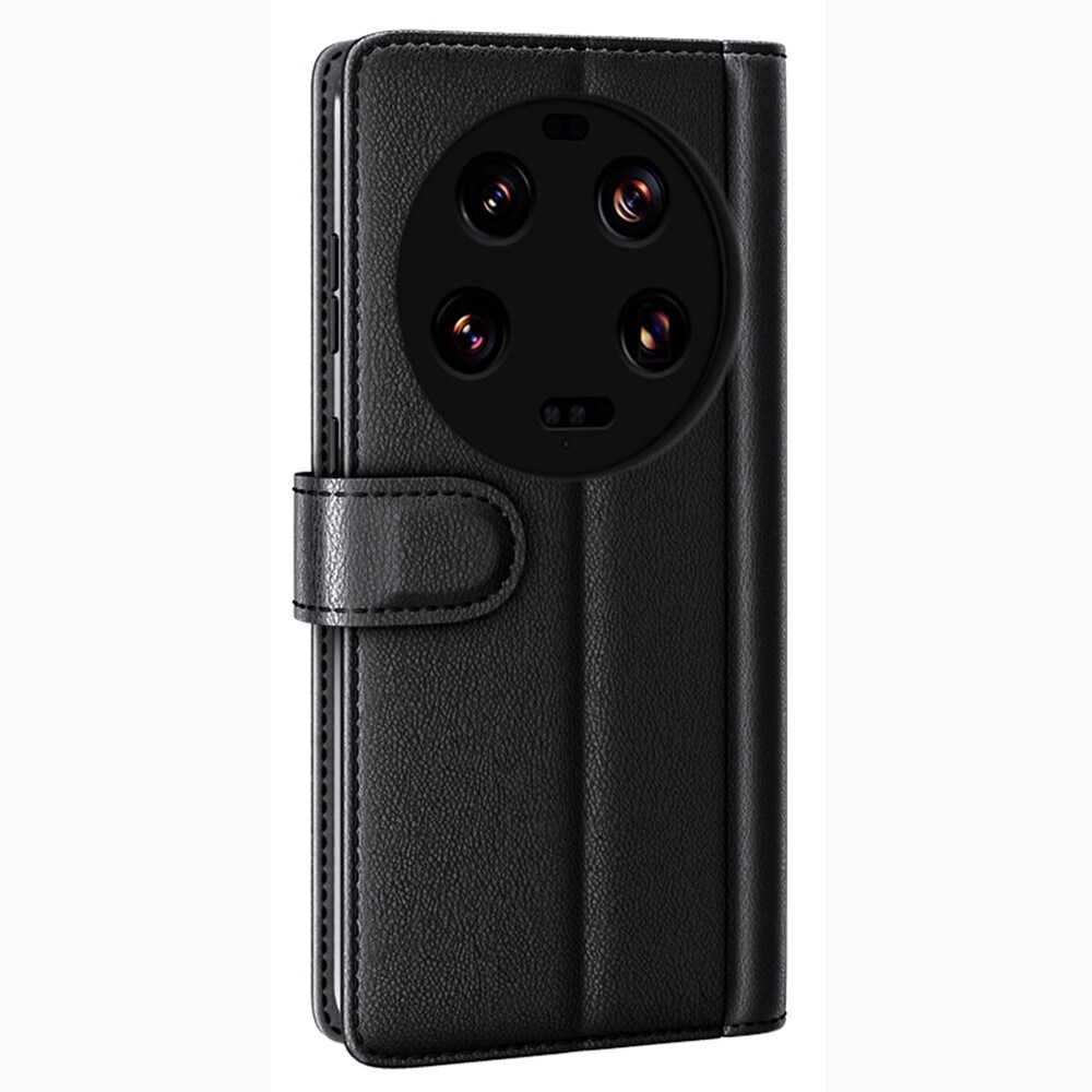 Xiaomi 13 Ultra Plånboksfodral i Äkta Läder, Svart
