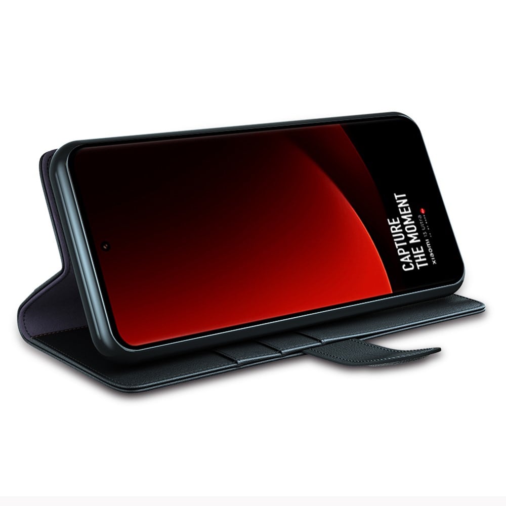 Xiaomi 13 Ultra Plånboksfodral i Äkta Läder, Svart