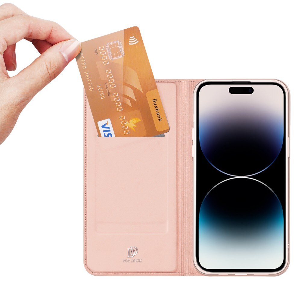 iPhone 15 Pro Slimmat mobilfodral, Roséguld