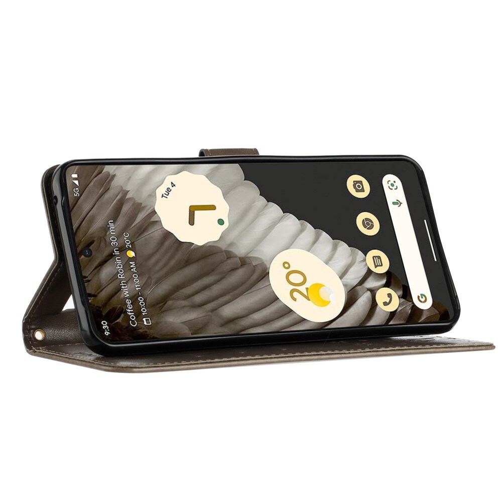 Google Pixel 8 Pro Mobilfodral med fjärilar, Grå