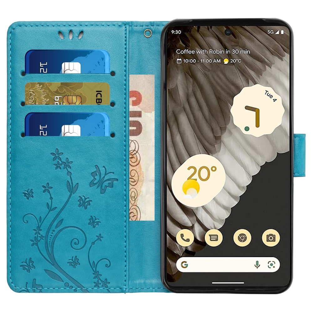 Google Pixel 8 Pro Mobilfodral med fjärilar, Blå