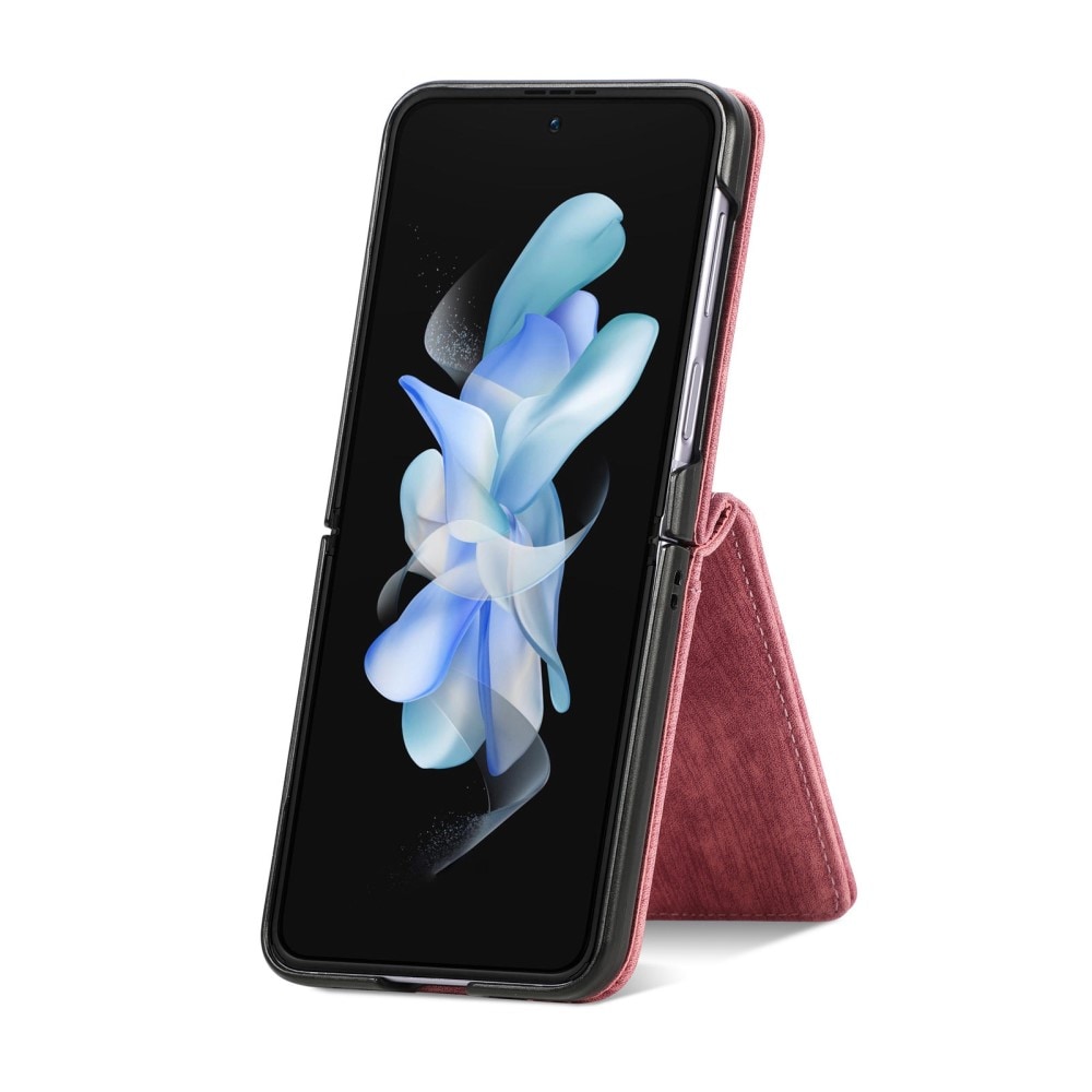 Samsung Galaxy Z Flip 5 Plånboksfodral med kortfack och dragkedja Rosa