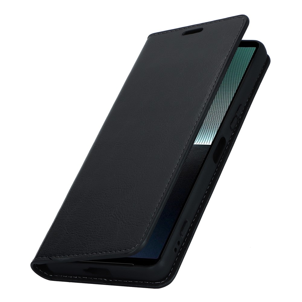 Sony Xperia 1 V Smidigt mobilfodral i äkta läder, svart
