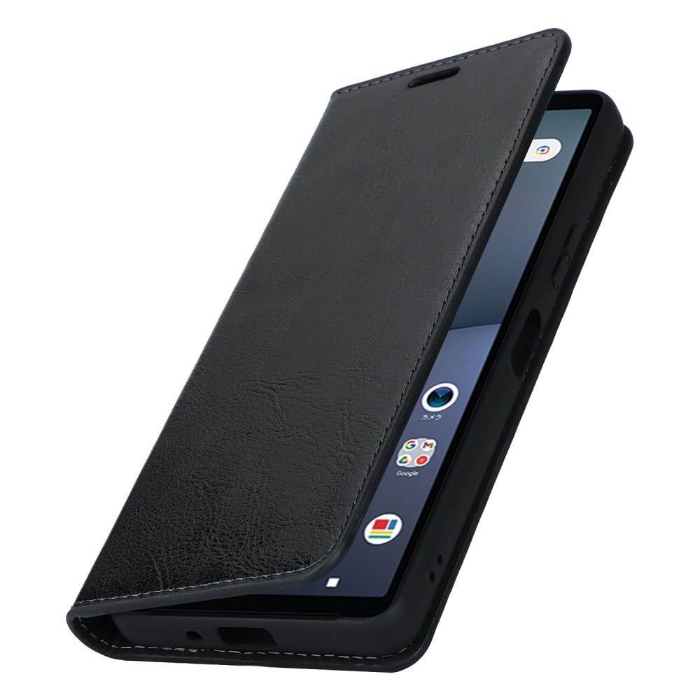 Sony Xperia 5 V Smidigt mobilfodral i äkta läder, svart