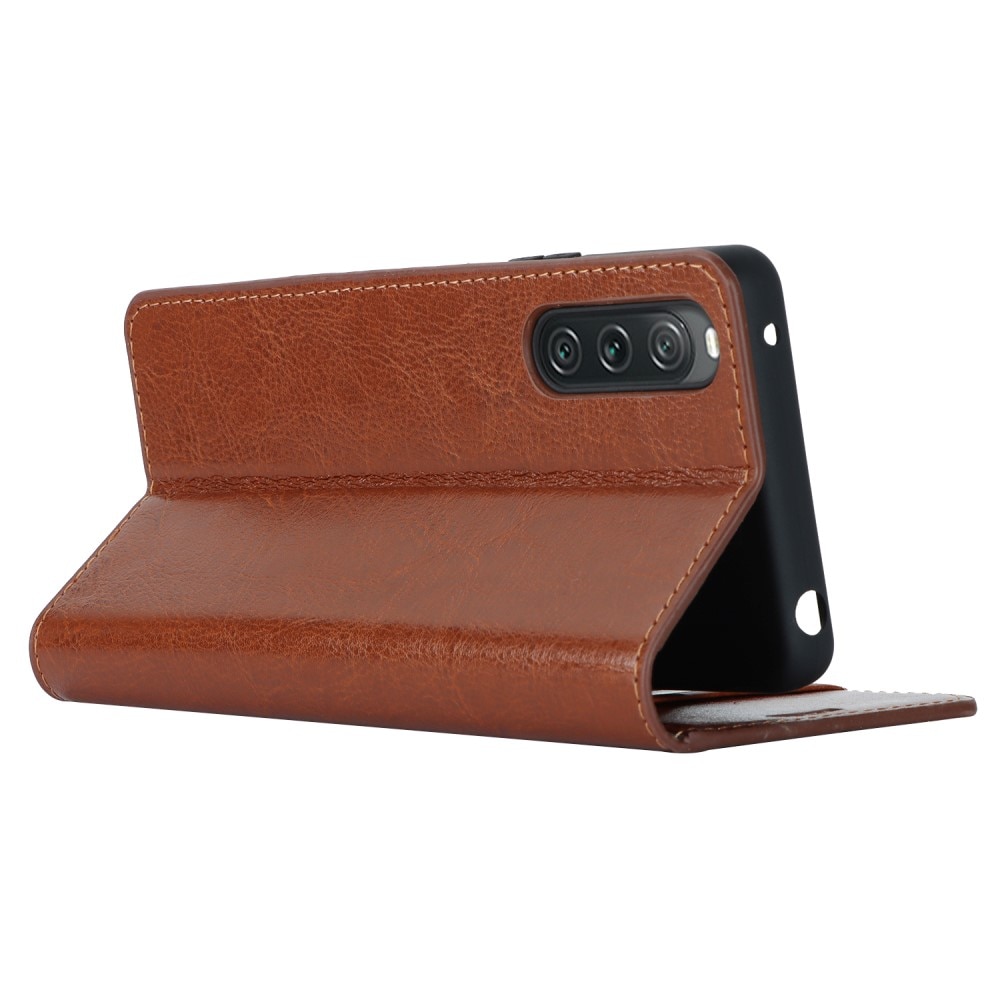 Sony Xperia 10 V Smidigt mobilfodral i äkta läder, brun