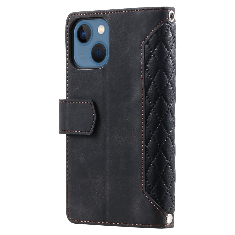 iPhone 15 Quiltad plånboksväska, svart
