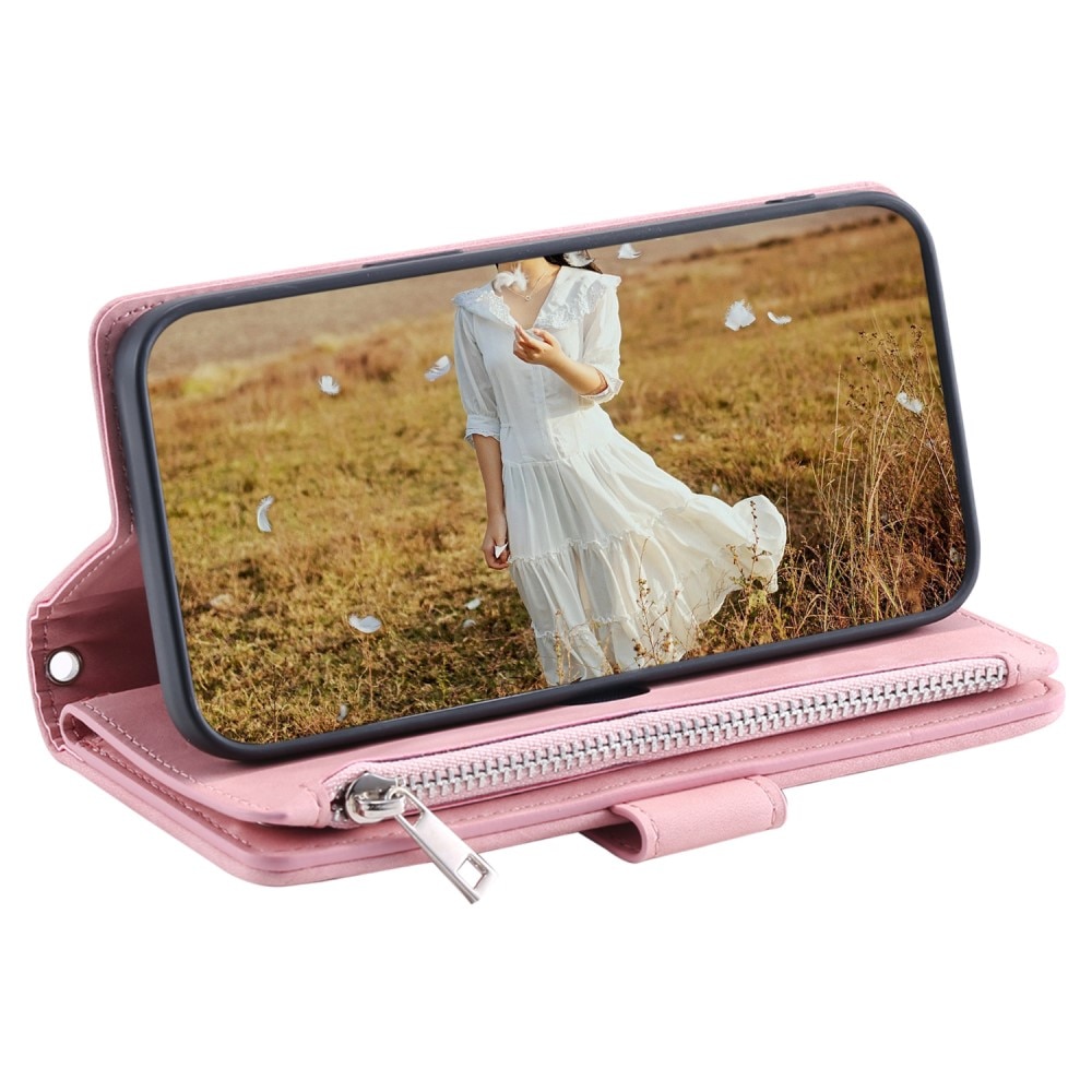 iPhone 15 Quiltad plånboksväska, rosa