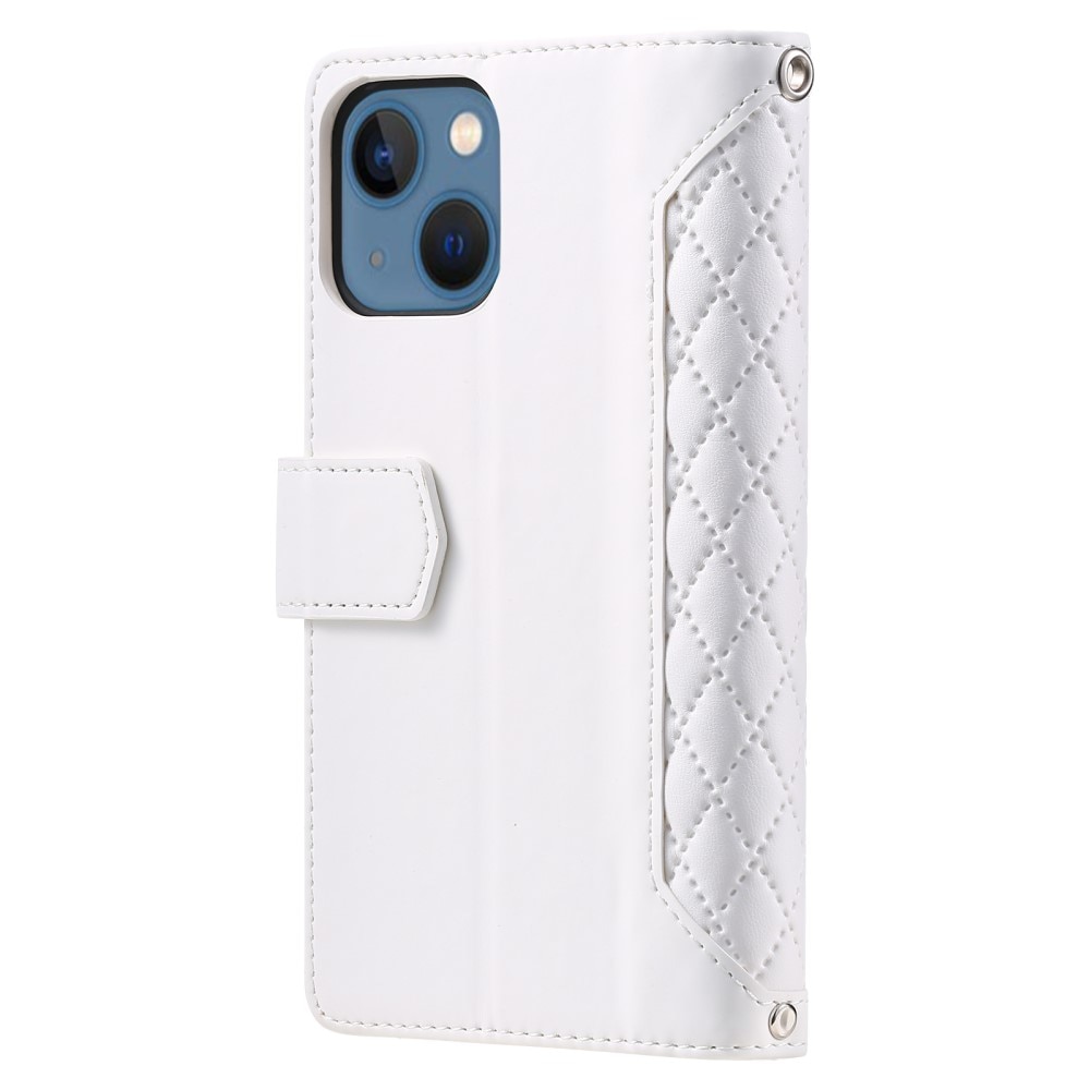 iPhone 15 Quiltad plånboksväska, vit