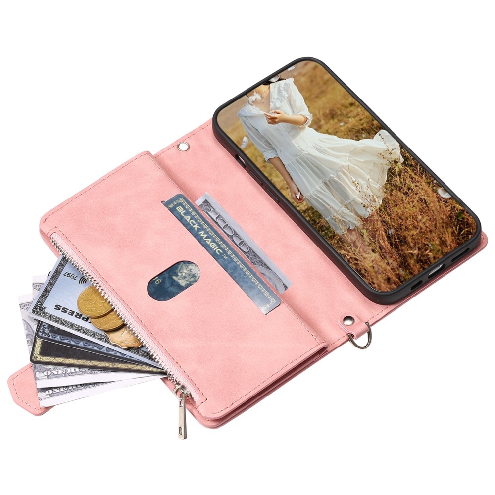 iPhone 15 Pro Quiltad plånboksväska, rosa