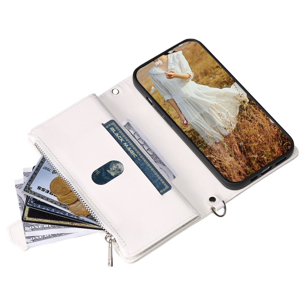 iPhone 15 Pro Quiltad plånboksväska, vit