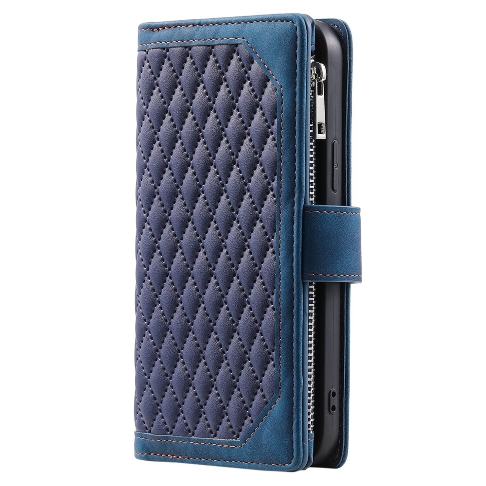 iPhone 15 Pro Max Quiltad plånboksväska, blå