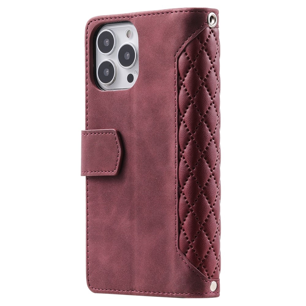 iPhone 15 Pro Max Quiltad plånboksväska, Röd