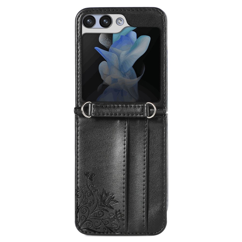 Samsung Galaxy Z Flip 5 Mobilfodral med fjärilar, svart