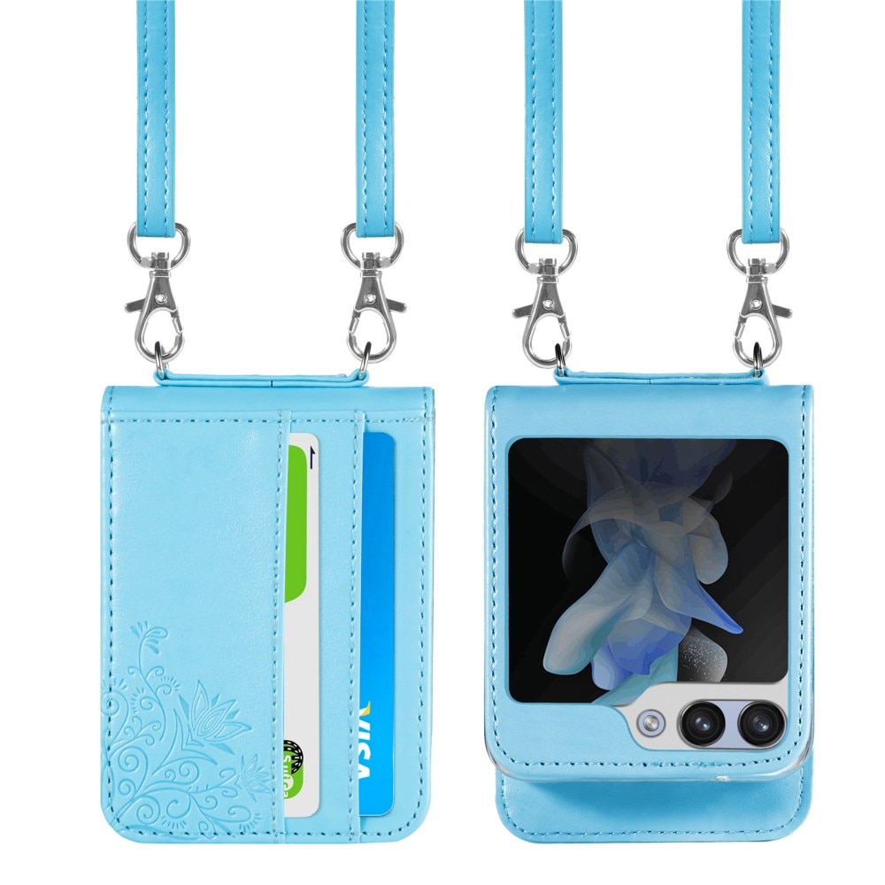 Samsung Galaxy Z Flip 5 Mobilfodral med fjärilar, blå