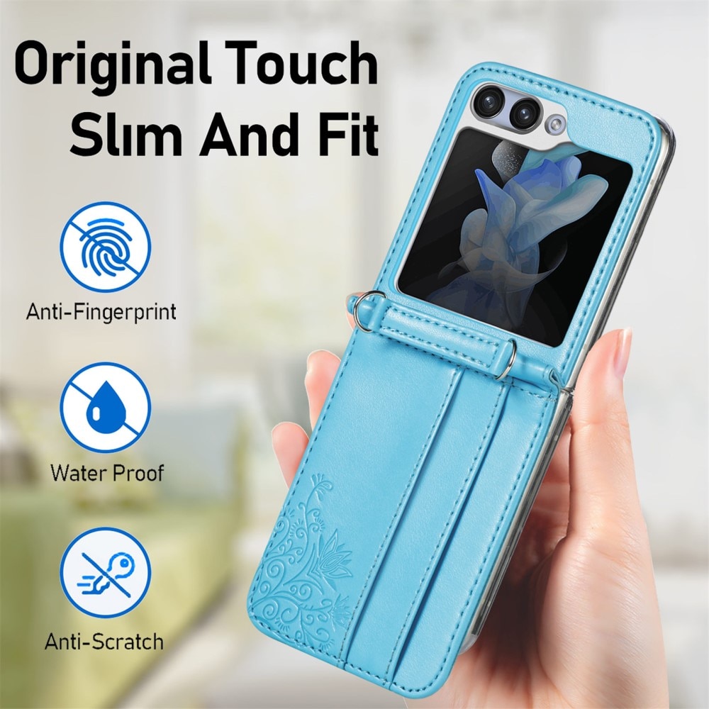 Samsung Galaxy Z Flip 5 Mobilfodral med fjärilar, blå