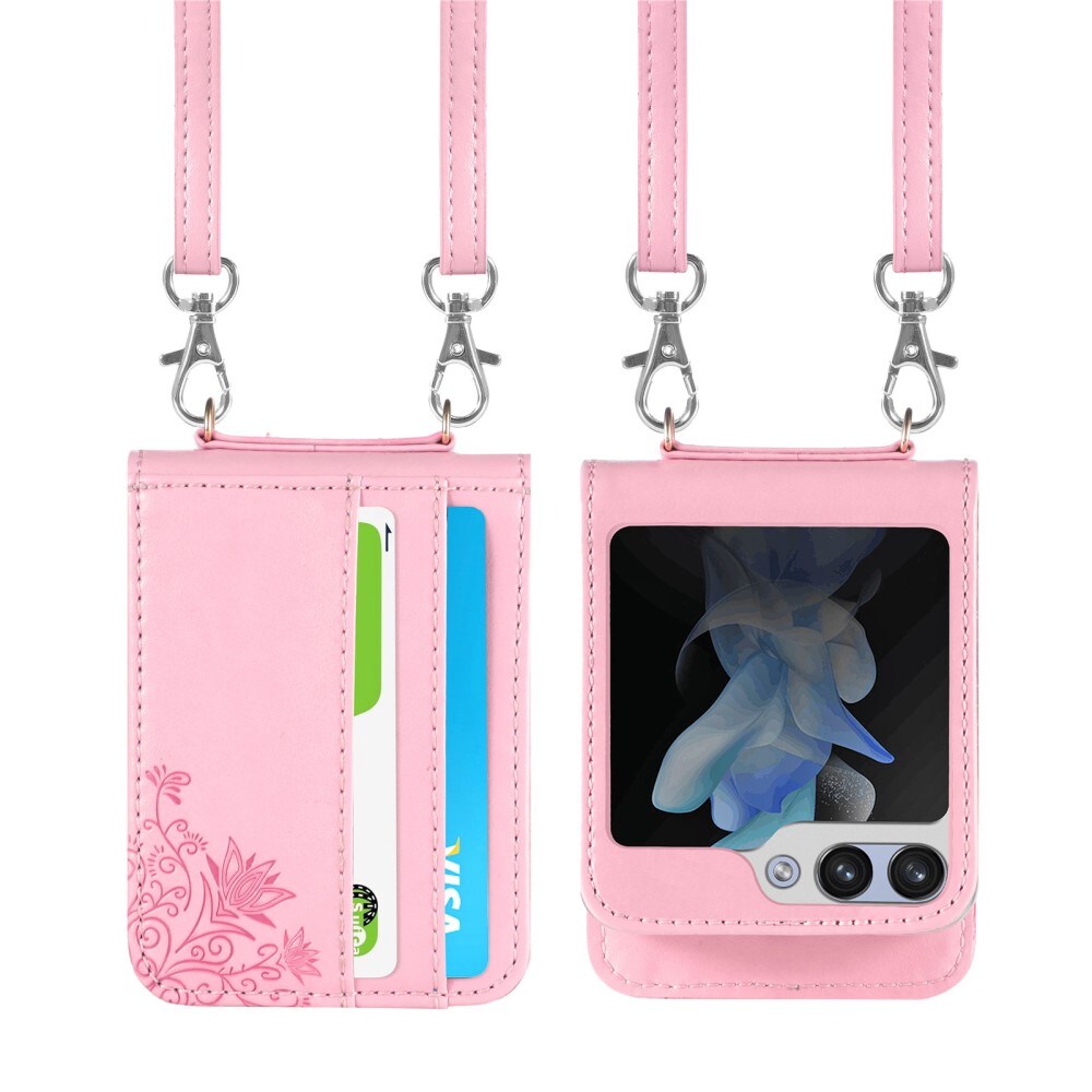 Samsung Galaxy Z Flip 5 Mobilfodral med fjärilar, rosa