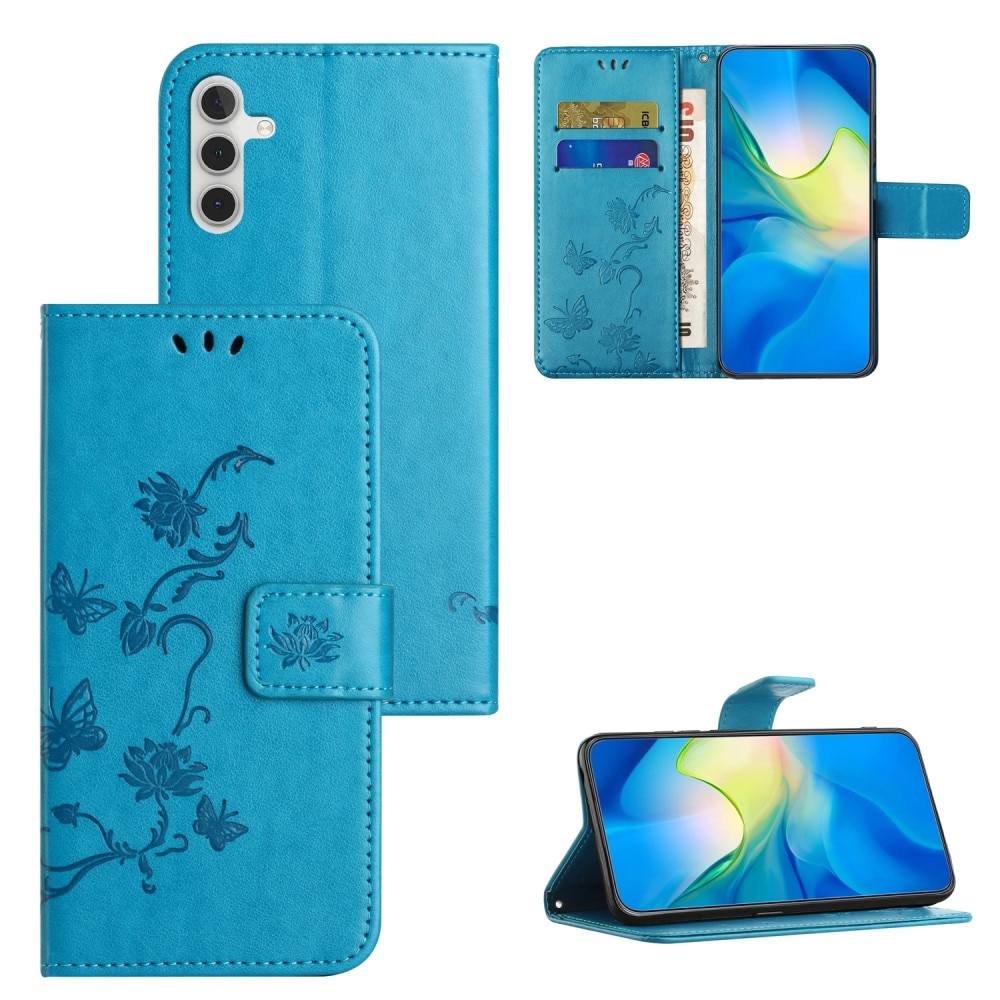 Samsung Galaxy S23 FE Mobilfodral med fjärilar, blå