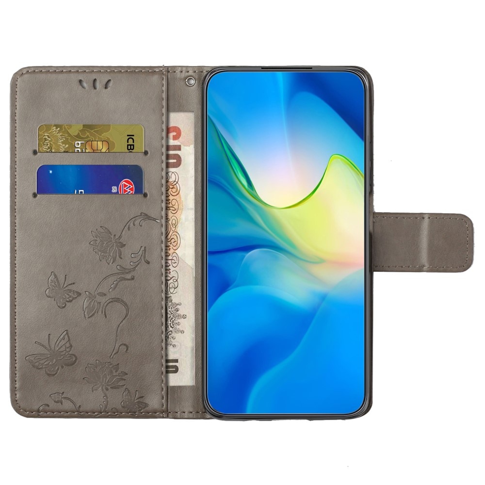 Samsung Galaxy S23 FE Mobilfodral med fjärilar, grå