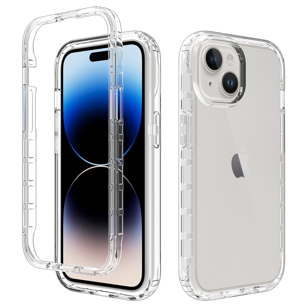 iPhone 15 Stöttåligt mobilskal med skyddsram, Genomskinlig