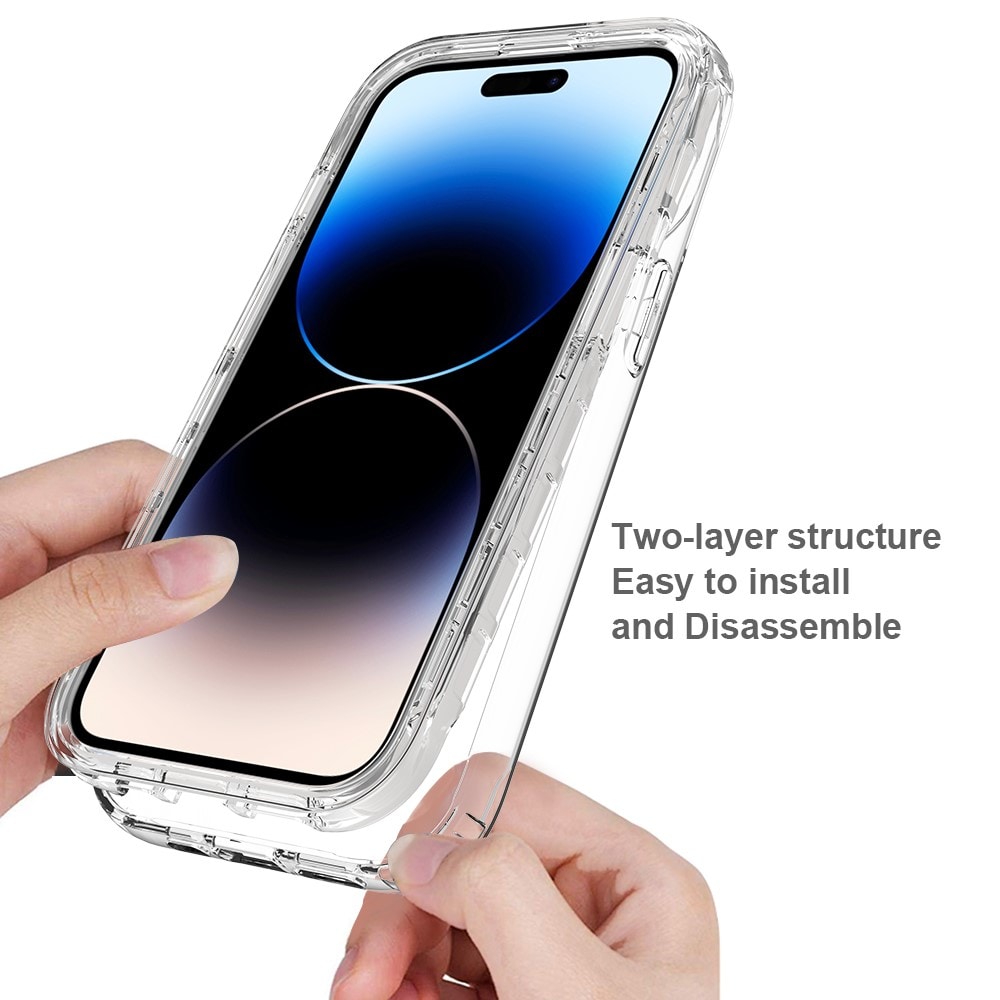 iPhone 15 Stöttåligt mobilskal med skyddsram, Genomskinlig