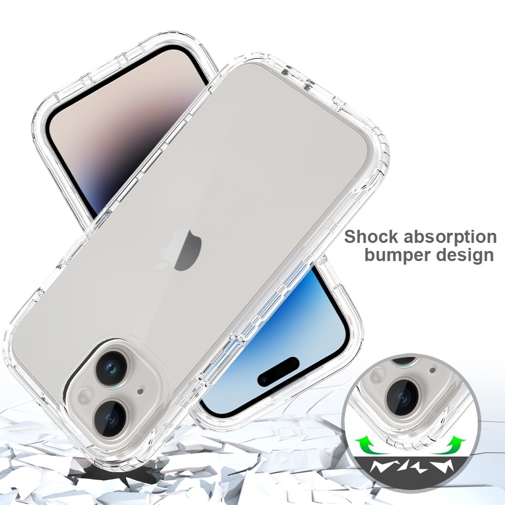 iPhone 15 Stöttåligt mobilskal med skyddsram, Genomskinlig